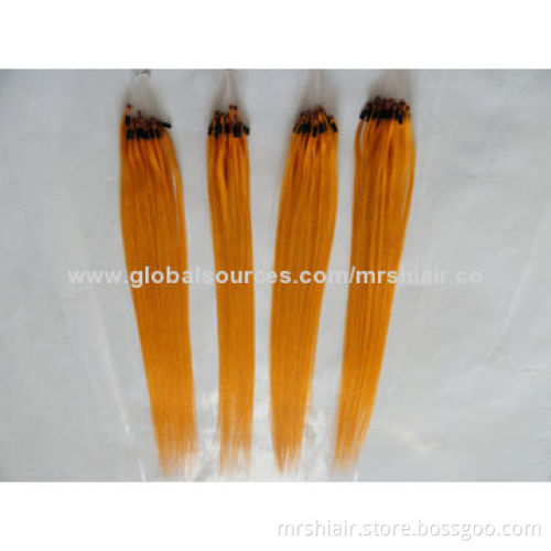18-inch Orange Color Silk Straight Micro Loop Ring Hair Extensions